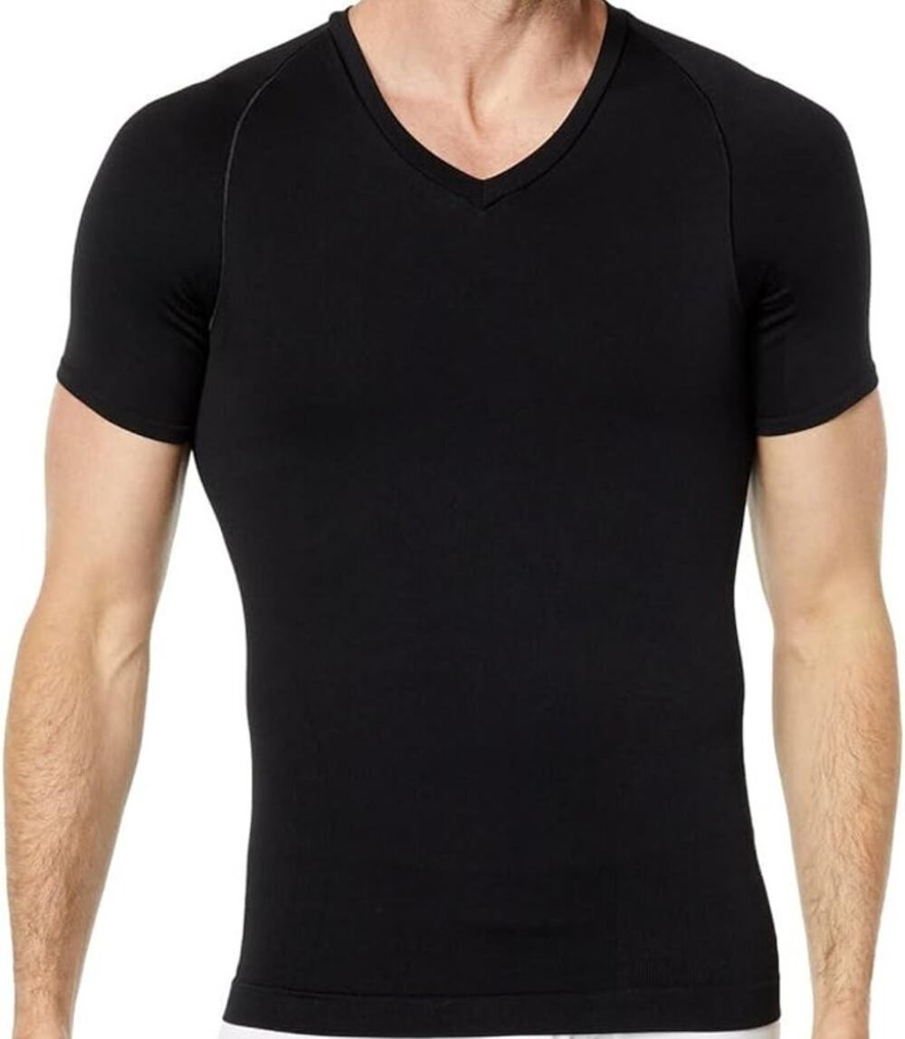 Spanx Zoned Performance V-Neck T Shirt Compression Ultra Sculpt Black Large